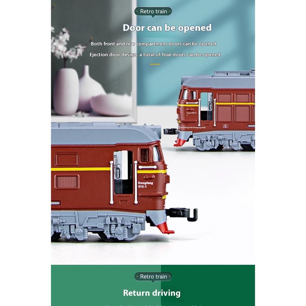 1/32 Diecast Nostalgic Steam Green Leather Train Toy Can Be Sprayed Alloy Train Children's Toy Kids Gift Birthday Present for Boys