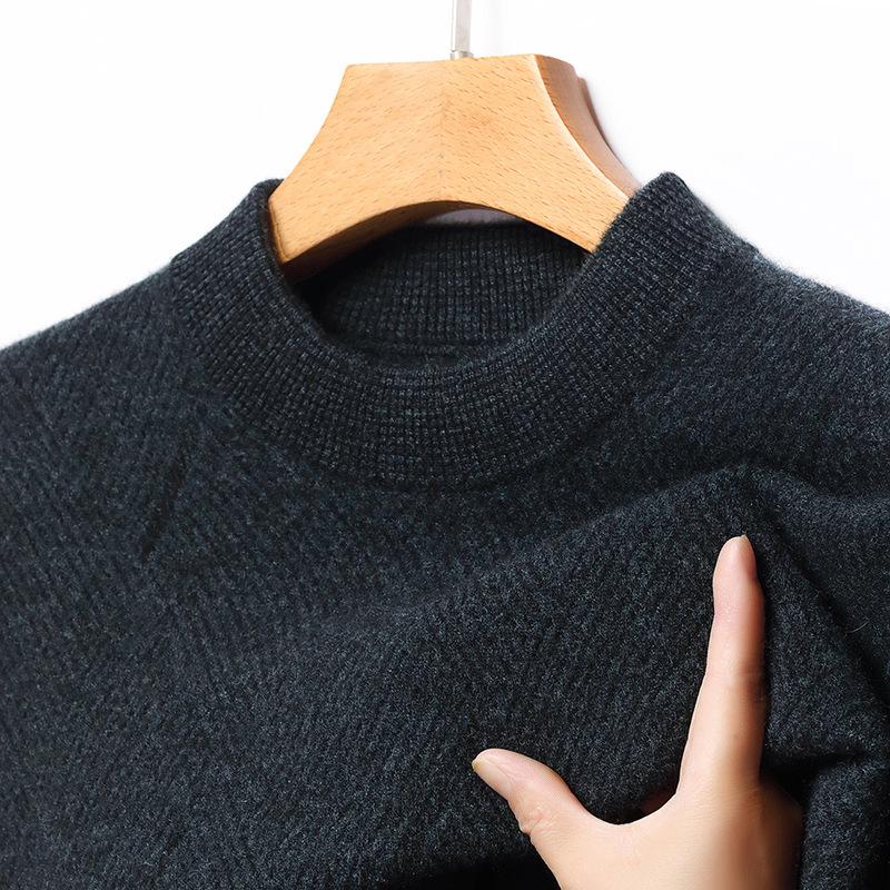 2025 Winter Men s Yak Down Wool Knit Sweater - Casual Half-High Collar XXXL (185/125)