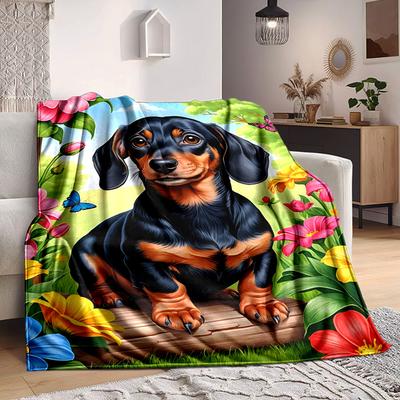 1PC Dachshund Blanket, Throw For Sofa, Bed, Travel, Camping, Livingroom, And Bed, Printing Blanket With Soft And Warm Fabric Yy250918131