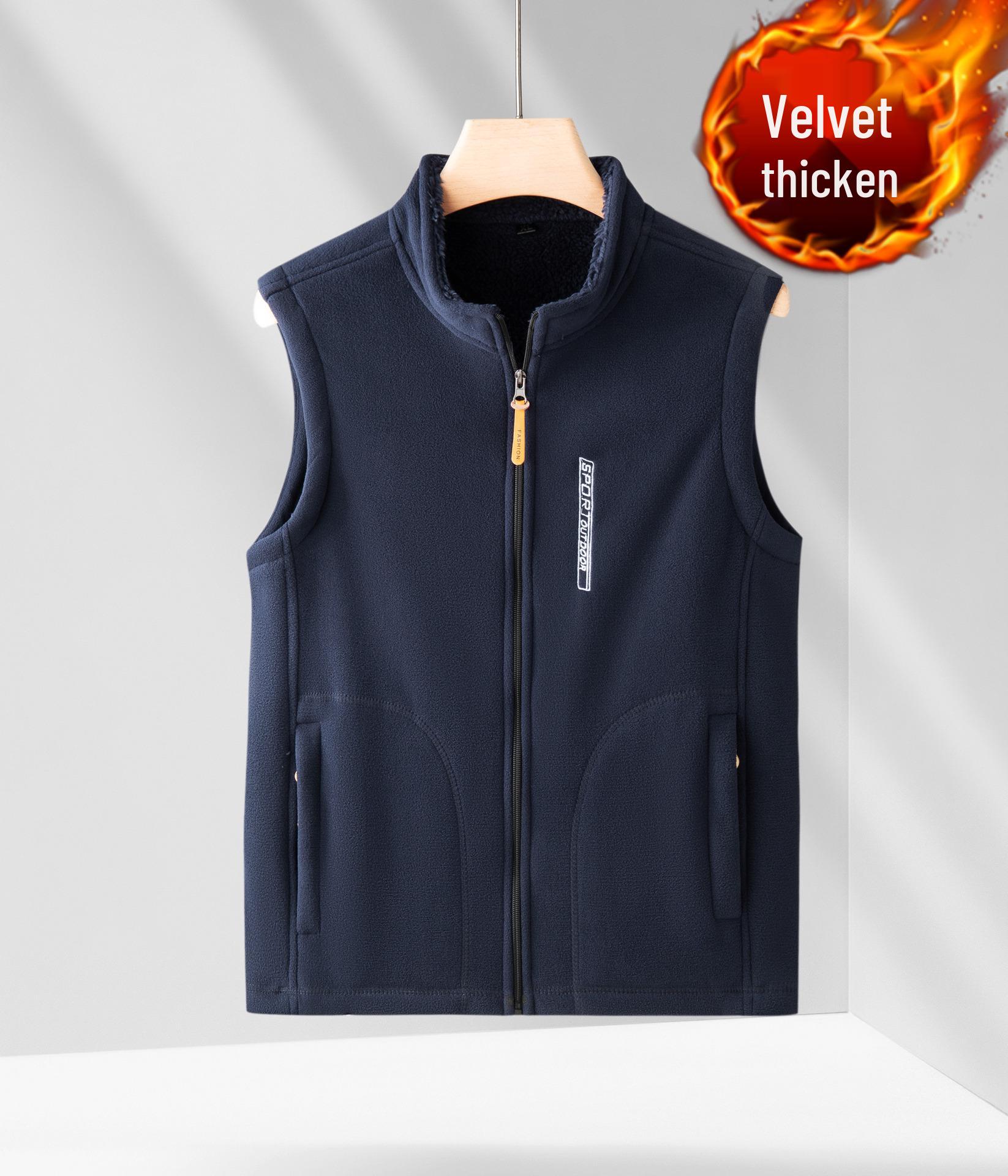 

Мужской жилет из флиса для активного отдыха 2024 года — легкий, свободный крой для весны и осени 3XL темно-синий