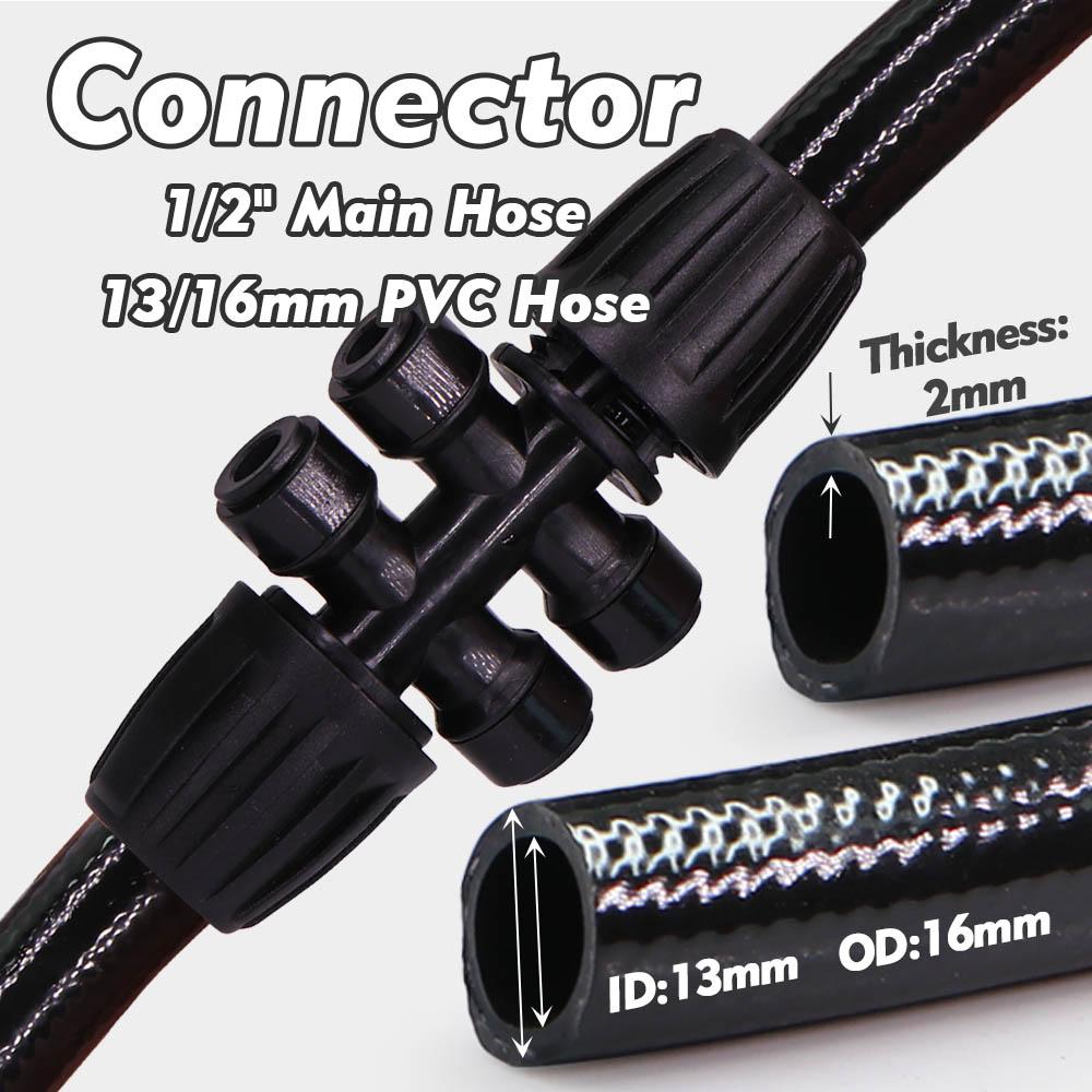 1/2" 13/16mm PVC Hose Garden Irrigation Auto Watering Pressure-Proof Black Main Tube Lawn Agriculture Orchard Car Wash Fitting