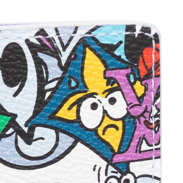 Louis Vuitton Pocket Organizer Cartoon Graffiti Print Coated Canvas With Leather Trim Wallet Men Wallets Multicolor M82024