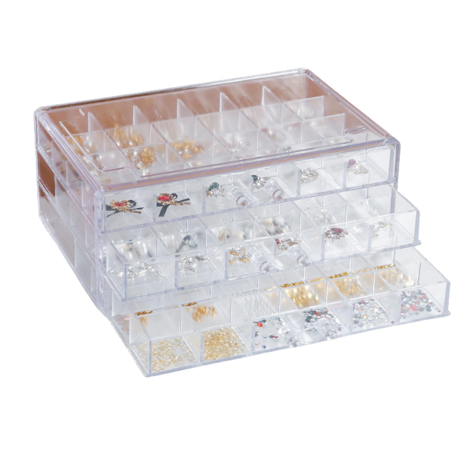

NYANDELMO ND-0093-R20-3×72 Clear Accessory Cabinet, 3 Tiers/72 Compartments