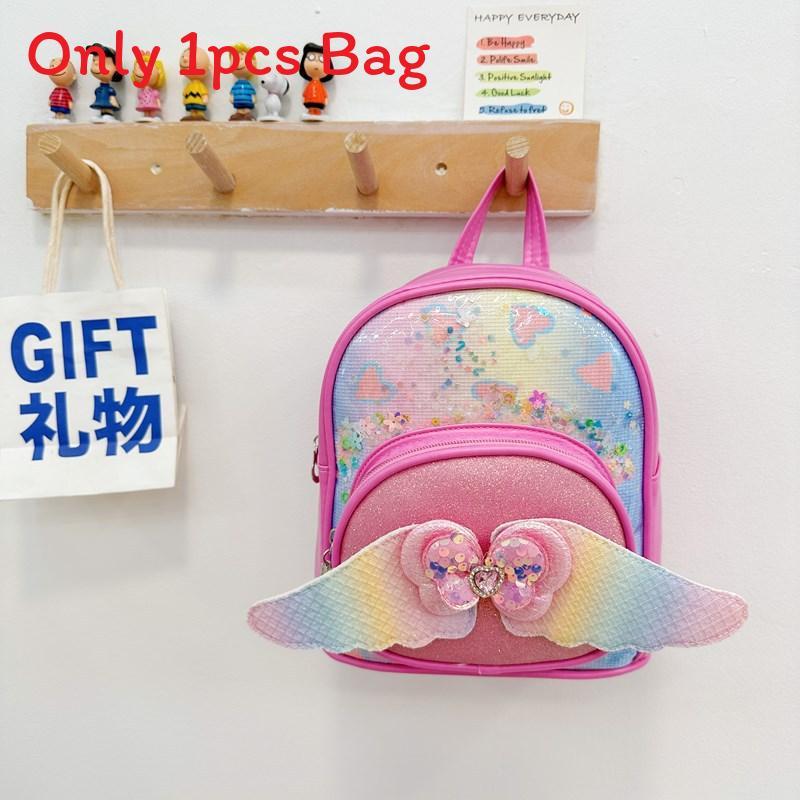 

Childrens Cute Bowknot Wings Princess Backpack With Pu Material For Kindergarten Girls маджента