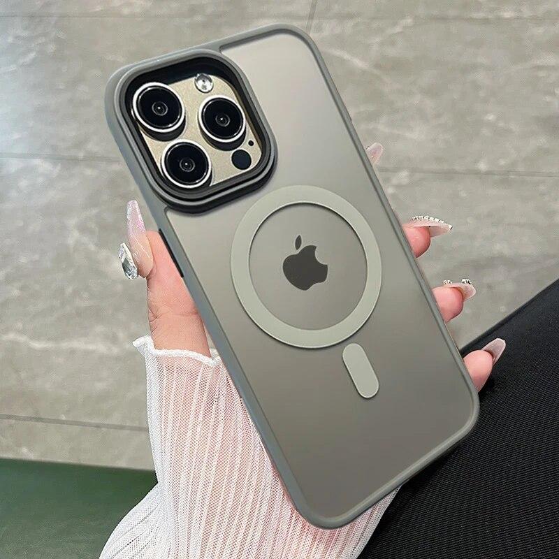 Luksusowe Matowe Antypoślizgowe Etui PC dla iPhone 15 14 13 12 11 Pro Max Plus Magnetyczne Magsafe Bezprzewodowe Ładowanie Półprzezroczysta Pokrowiec