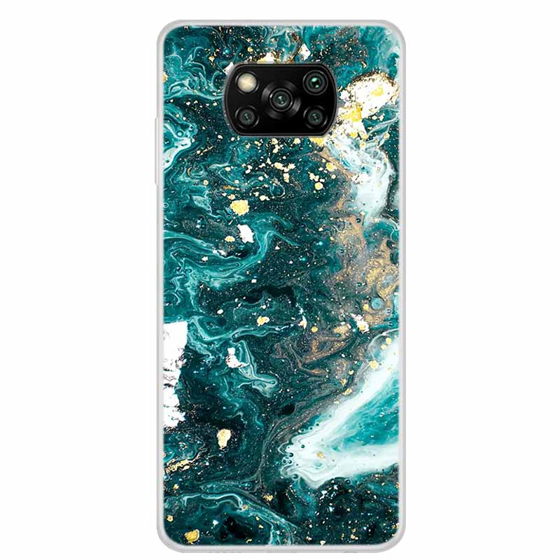 For Poco X3 Pro Case X3 NFC 6.67" Clear Marble Soft TPU Silicone Back Case for Xiaomi Poco X3 NFC Phone Covers Shockproof Fundas