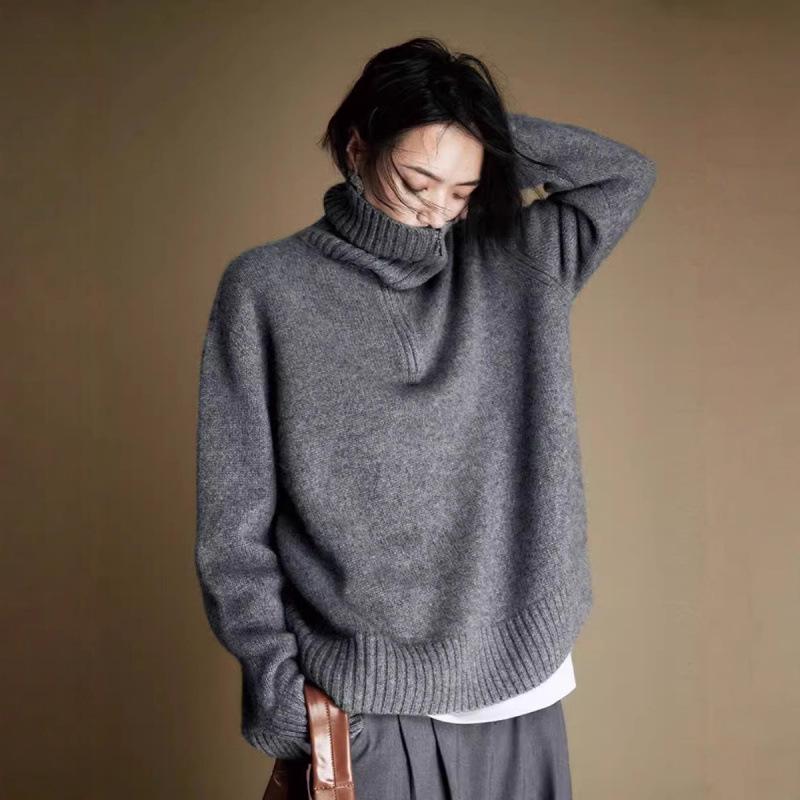 

Women s Cozy Wool Lapel Sweater - Thick, Loose, Knit Base for Autumn & Winter Extra Large