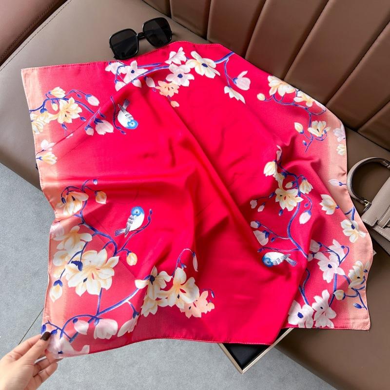Silk scarf 71 * 71 imitation silk square scarf Korean atmosphere neck silk scarf flower pattern flower polka dot scarf