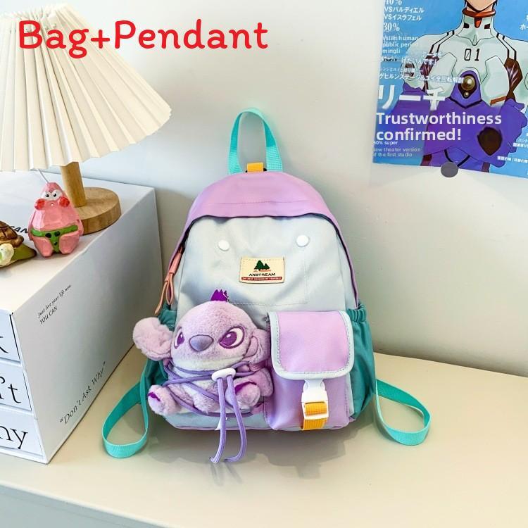 Reiserucksack für Kinder aus atmungsaktivem Nylonmaterial mit Farbblock-Design für den Kindergarten