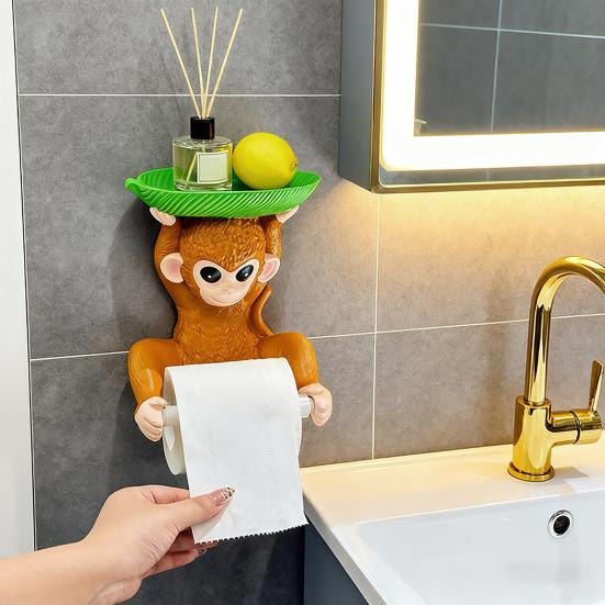 Monkey Design Napkin Holder Two-Way Paper Roll Function Soap Box Easy Installation Tissue Storage Rack Bathroom Accessories