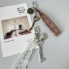 Ins Style Lace Heart-Shaped Pattern Key Cherry Key Chains Mirror Retro Y2k Cute Versatile Bag Hanging Decoration Keychain