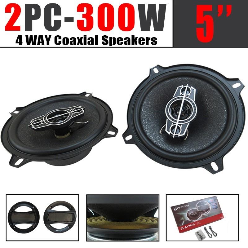 1 Pair 5 Inch 300W 4-Way Car HiFi Coaxial Speaker With Dust Cover Auto Music Stereo Car Door Full Range Speakers Modification 5inch x2pcs