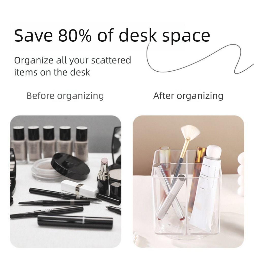 4 Grids 4 Slots Makeup Organizers Clear Spinning Cosmetic Container Makeup Brush Holder  Pen