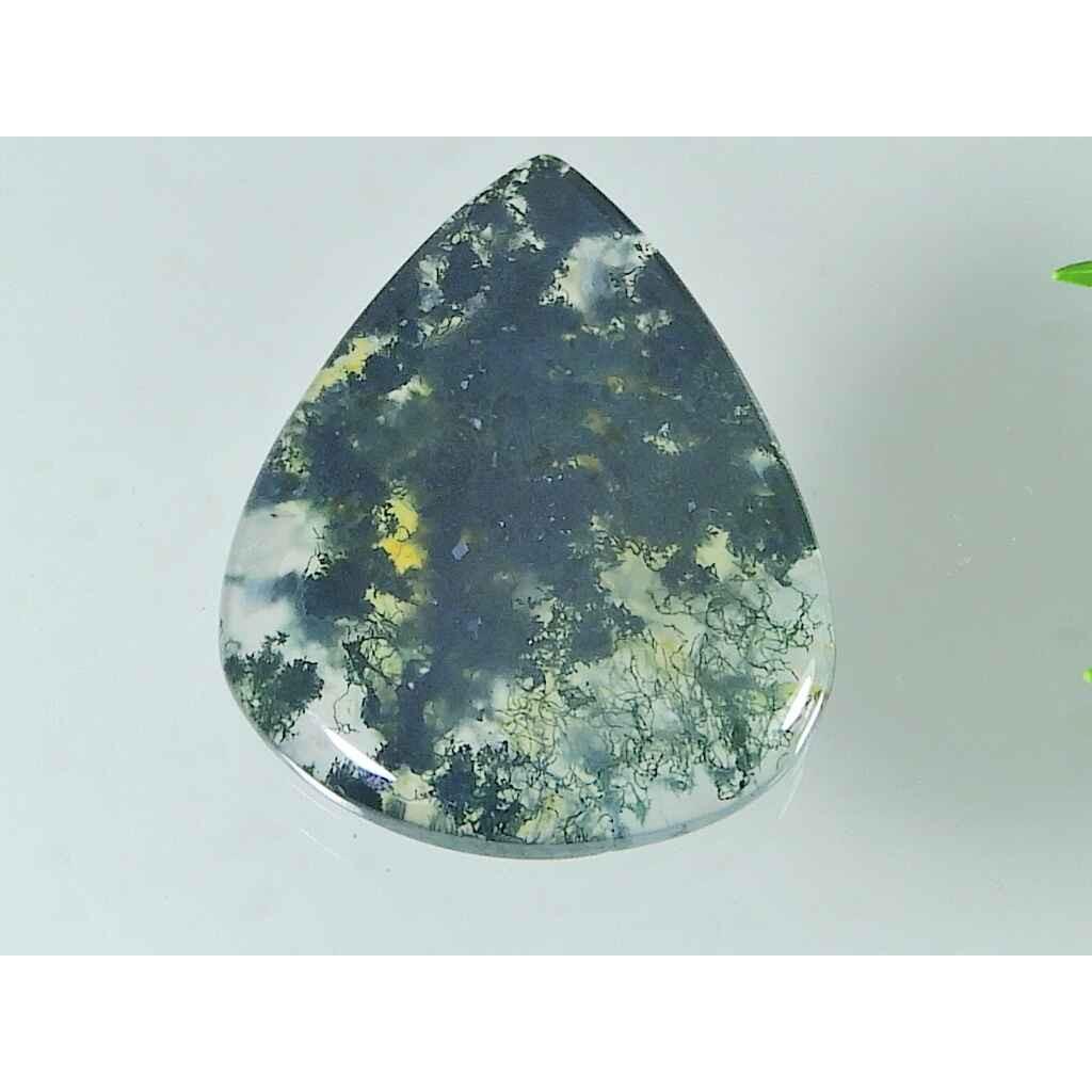 38Cts. Natural Green Moss Agate Pear Shape Cabochon Loose Gemstone 29X36MM SK-3699