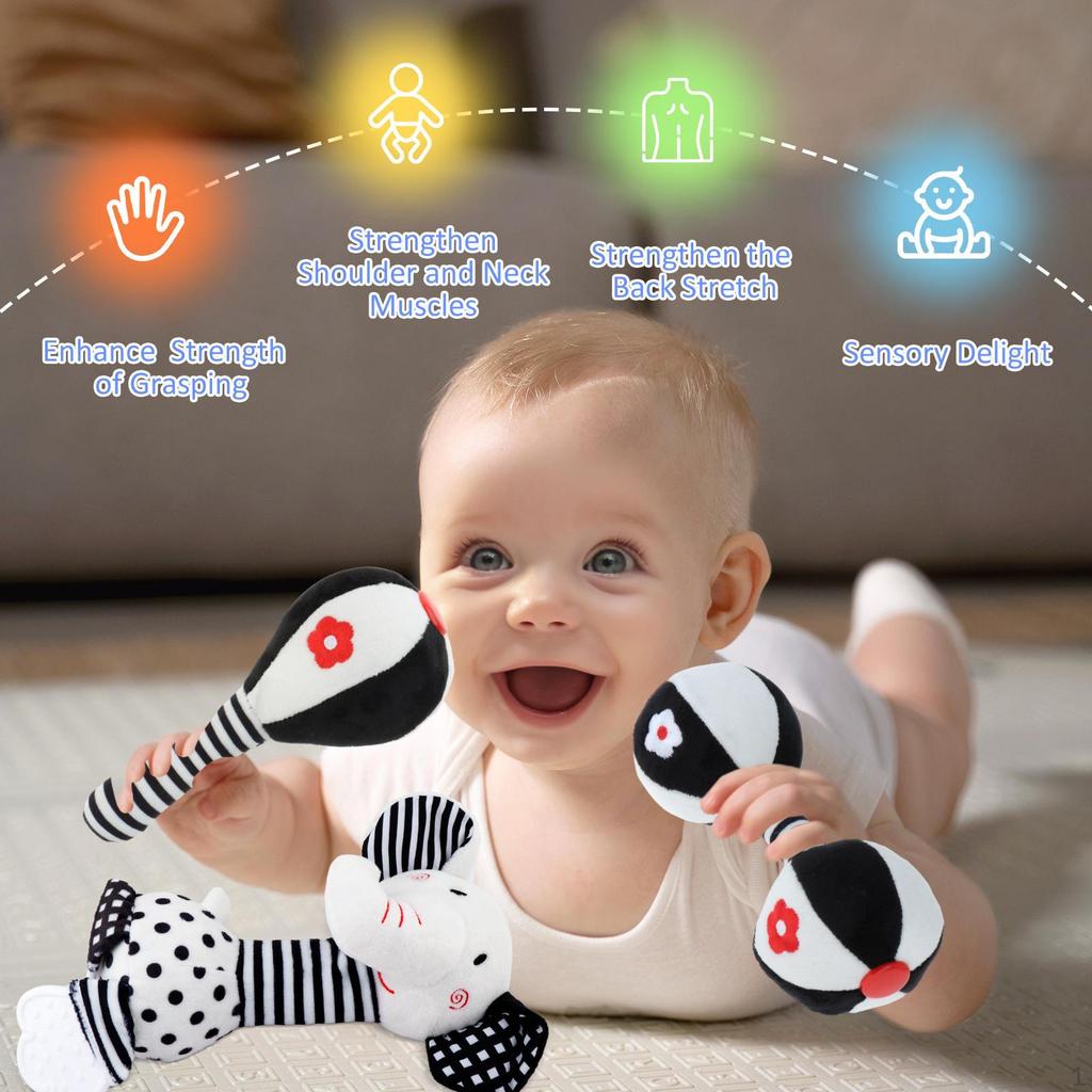 Plush Infant Rattles for Early Education - Stimulating Toys Babies 0-6 Months