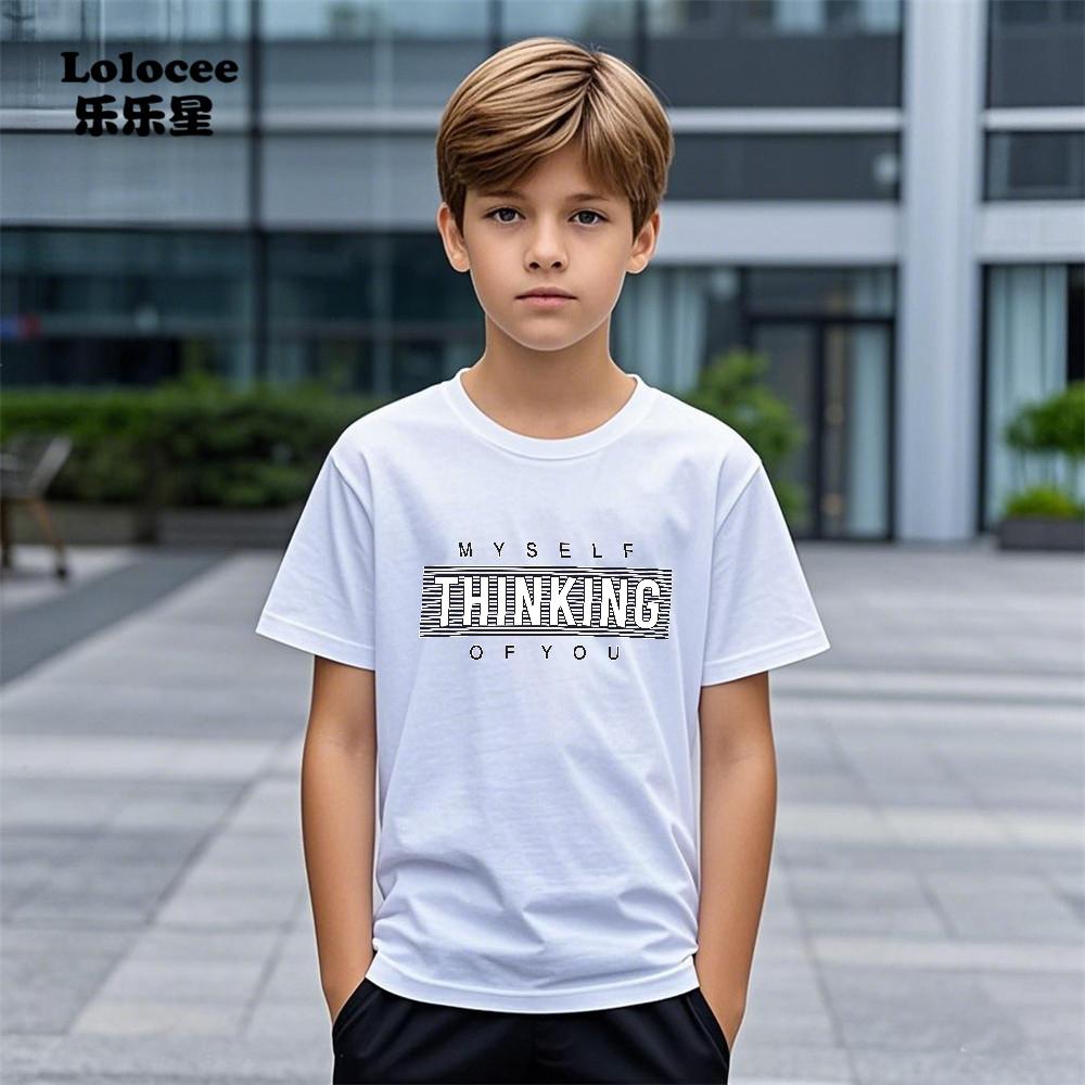 Men's casual letter printed T-shirt pattern top, comfortable children's clothing