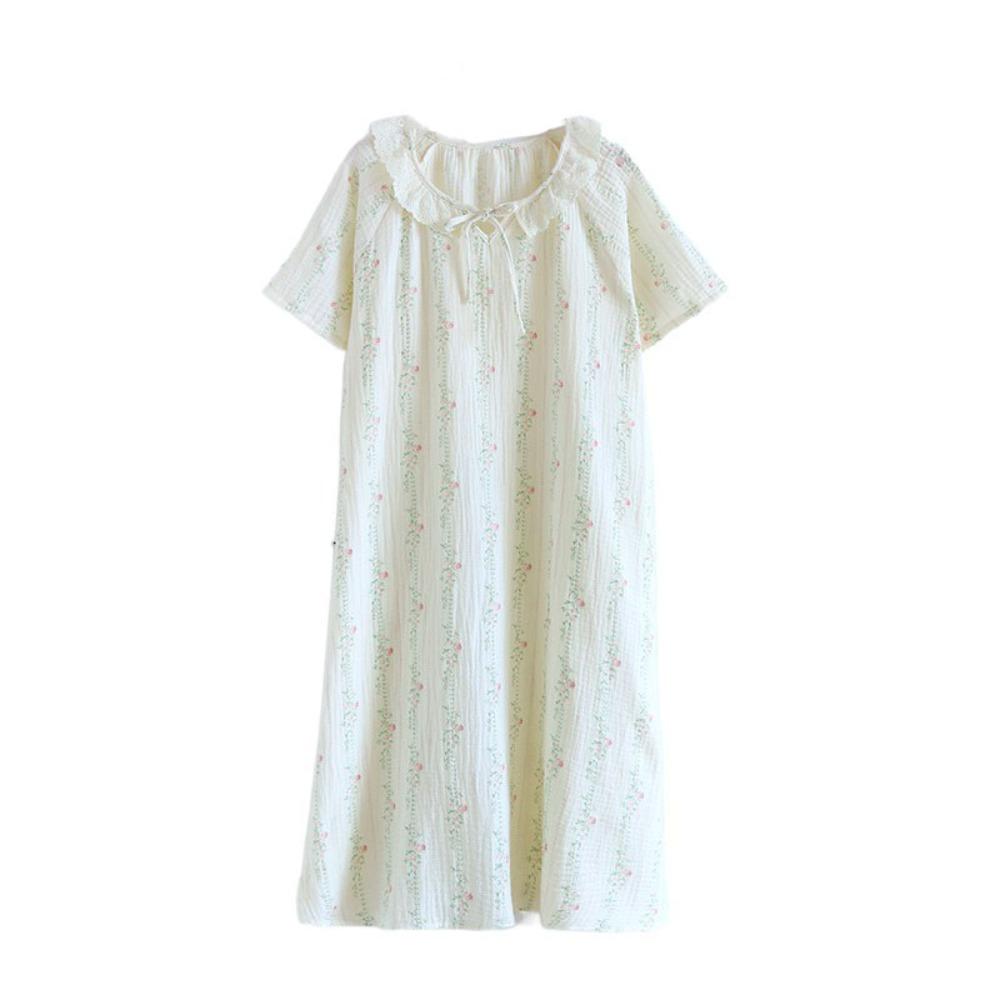 

Кружевное женское платье-пижама в полоску, милые ночные рубашки с кукольным воротником, ночная рубашка с коротким рукавом, для дома XL-Green Loose Sleeve