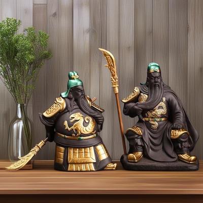 Ceramics God of WealthGuan Gong Sculptures and Figurines Chinese Historical Figures Home Room Office Wealth Luck Feng Shui Decor