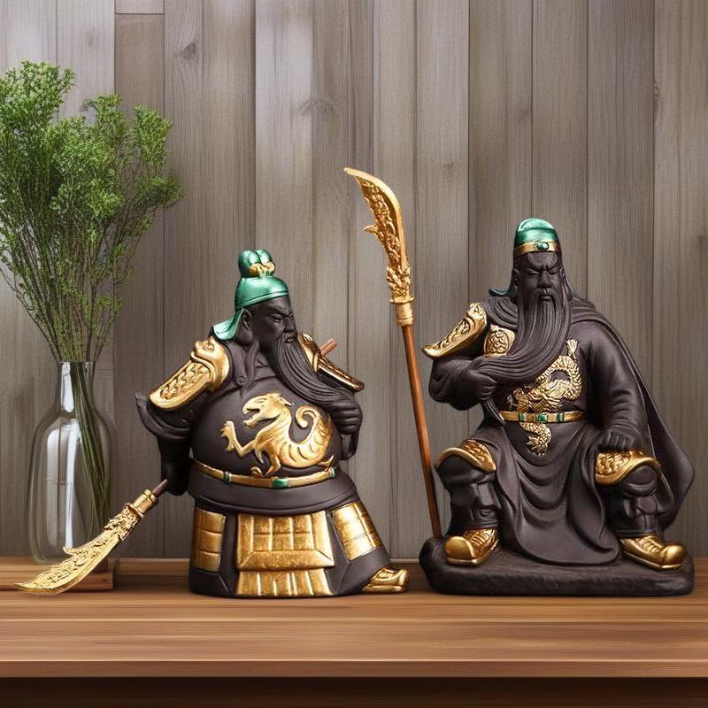 Ceramics God of WealthGuan Gong sculptures and figurines Chinese historical figures Home Room Office Wealth Luck Feng Shui Decor