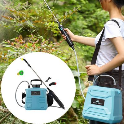 5L-8L Omuz Elektrikli Püskürtücü Teleskopik Çubuklu, Bahçe Çim Bitki Sulama için 3 Başlıklı El Tipi Pestisit Püskürtücü