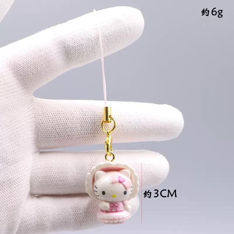 Hello Kitty 3Cm Keychain Sanrio Anime Cat Figure Maid Doll Kawaii Cake Phone Pendant Christmas Toy Gifts For Girls Children