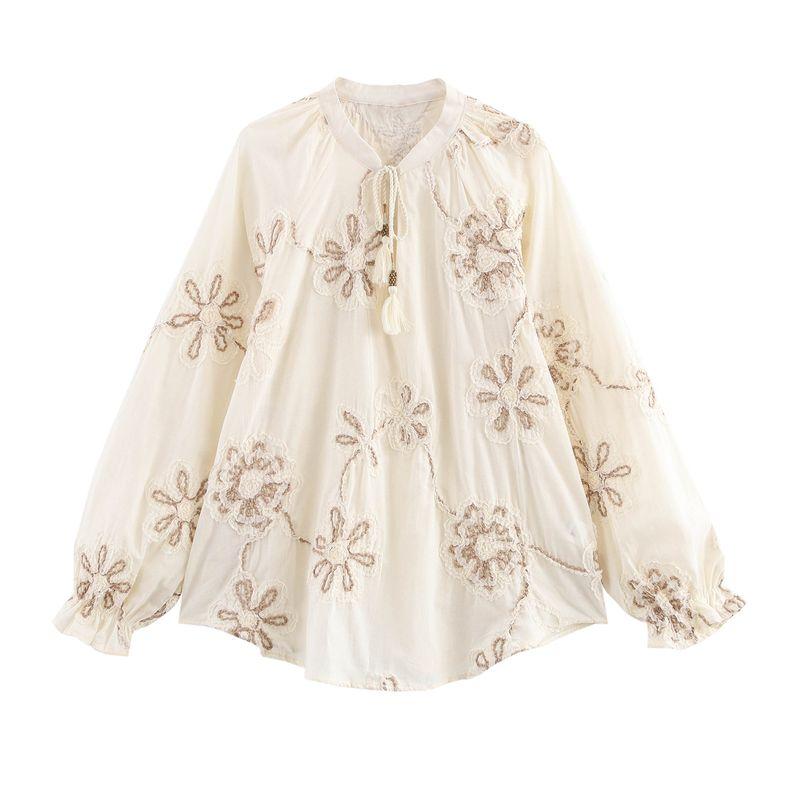 Kaslead New Women Clothes Western Style Flower Embroidery Shirts Dress 8741038 8741037