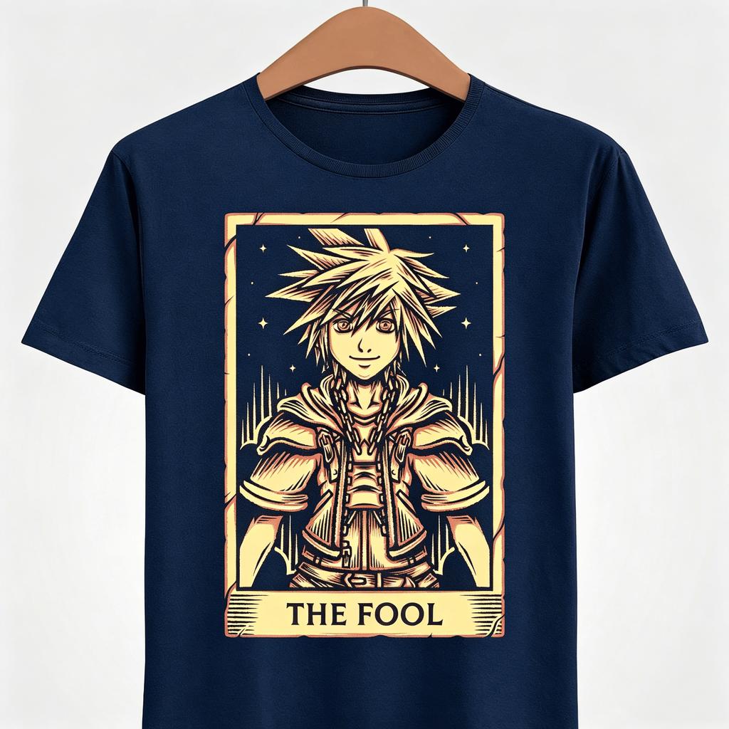 Sora Tarot Card Unisex Tshirt Kingdom Hearts Video Games 2026Summer Unisexs Unisexs Street Wear Y2K Cotton Oversized Tshirt