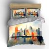 Abstract Sailboat Cityscape Bedding Duvet Cover Set Duvet Cover Pillowcases  (1*Duvet Cover 2*Pillowcases, without duvet insert)