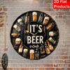 Metal Wall Art Round Beer Clock Sign Pub Bar Decor