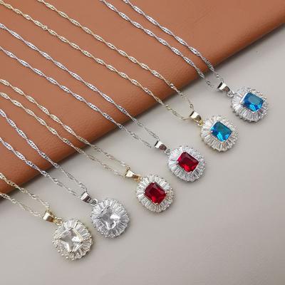 High Sense Geometric Zircon Pendant Necklace Versatile Temperament Light Luxury Ins Collarbone Chain Women