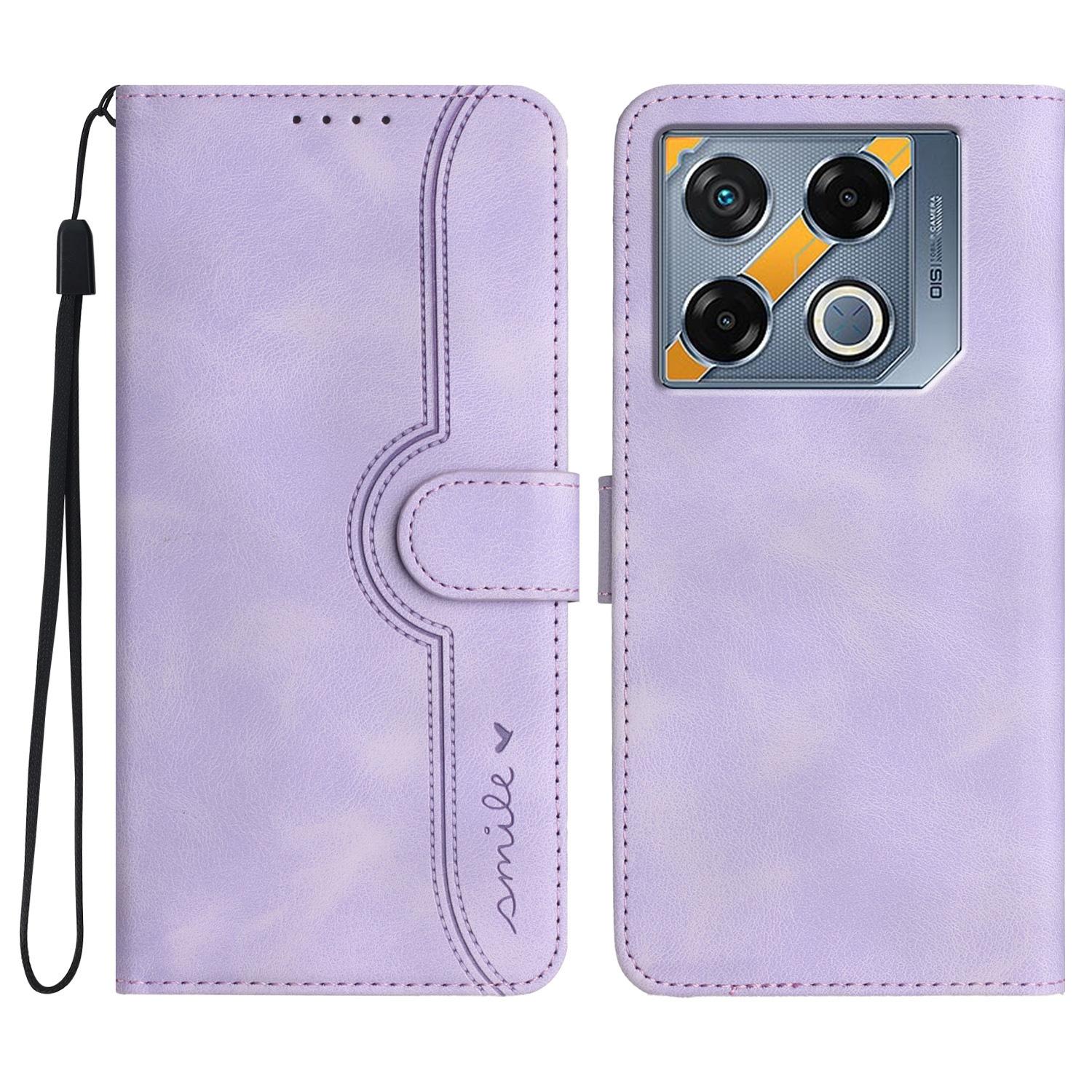 

YX0030 For Infinix GT 20 Pro 5G Case Smile Letter PU Leather Wallet Protective Phone Cover Light Purple