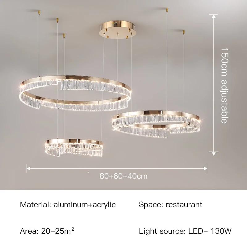 Nordic Design Luxury Living Room chandeliers Bedroom Dining Room Pendant Light Gloss Lamp Room Decoration Ring Lighting Fixture
