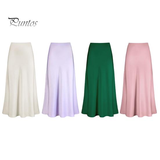 Spring Summer Maxi Skirt Women High Waist Silky Texture Long Skirt Solid Color Smooth Satin Fishtail Long Skirt