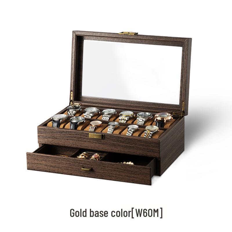 Double Layer Carbon Fiber PU Watch & Jewelry Display Box