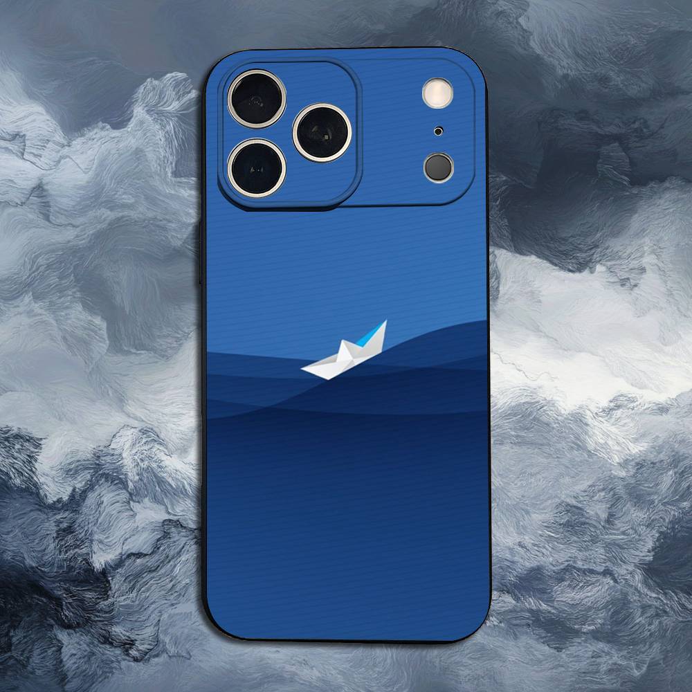 Sailing Boat For iPhone 12,16,11,14,15,17,13,X,Mini,SE,XS,Plus,Pro Max,8,7,XR,Soft Silicone Black Case