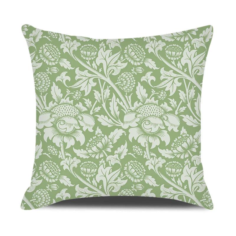 Summer Home Decor Cushion Cover 45x45cm Pillow Case for Sofa Car Green Yellow Plaid Pillowcase Daisy Flower Printed Pillow Cover