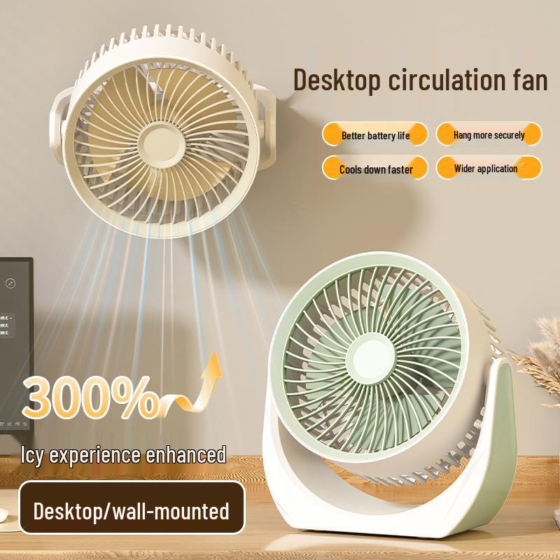 USB Rechargeable Desk Fan: Silent, Strong Wind, Wall-Mountable, Multi-Angle for Office/Student Dorms