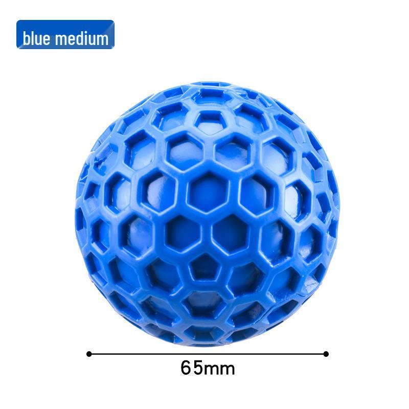Interactive Squeaky Dog Toy: Honeycomb Shape Soft Rubber Ball for Teeth Cleaning