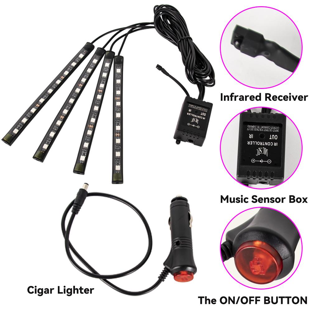Neon 48 72 LED Auto Innenraum Ambiente Fußraumleuchte mit USB Drahtloser Fernbedienung Musik App Steuerung Auto RGB Atmosphäre Dekorative Lampen