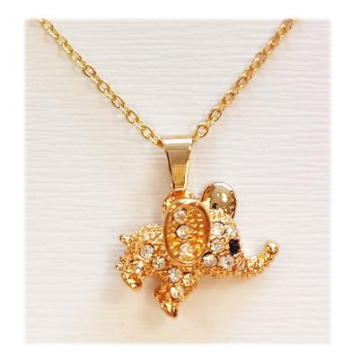 [R8122] - Golden White 'Elephant' Designer Necklace - 15x10 Mm