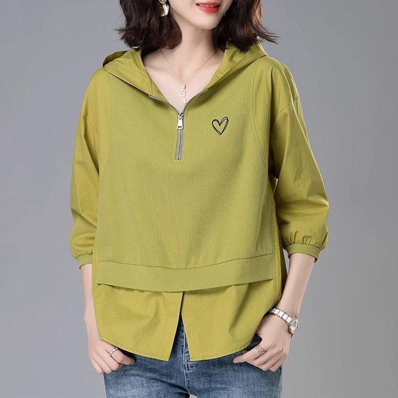 Skjorte for kvinner    Stor størrelse Bomull Hette-t-skjorte Myk Løs Trykt Casual Komfortabel Genser T-skjorte Topp