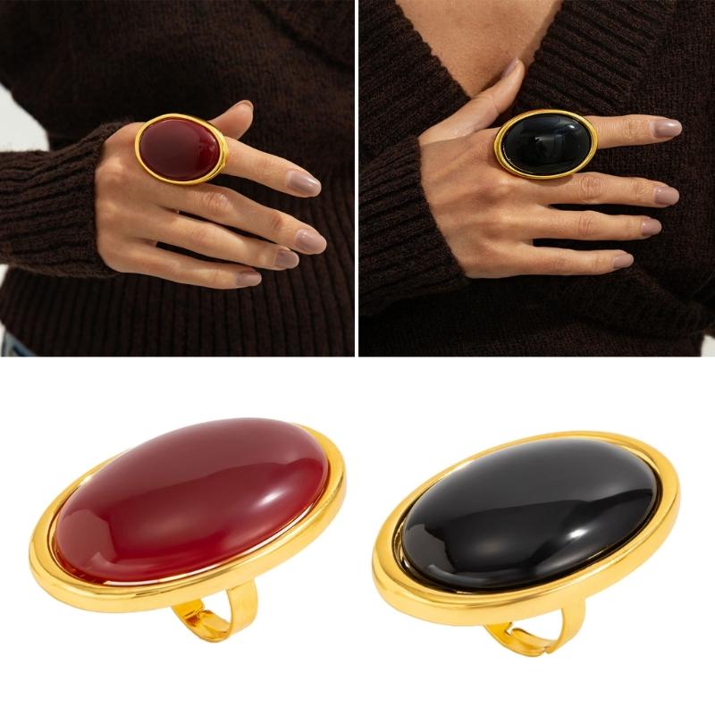 Fashion Resin Rings with Large Gemstones Vintage Geometric Designs Comfortable for Daily Jewelry Wear