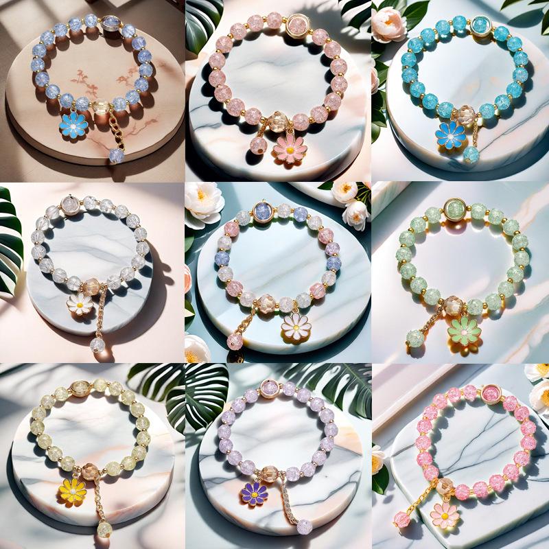 Fairy Daisy Popcorn Beaded Bracelet - Women's Elegant Handcrafted Jewelry