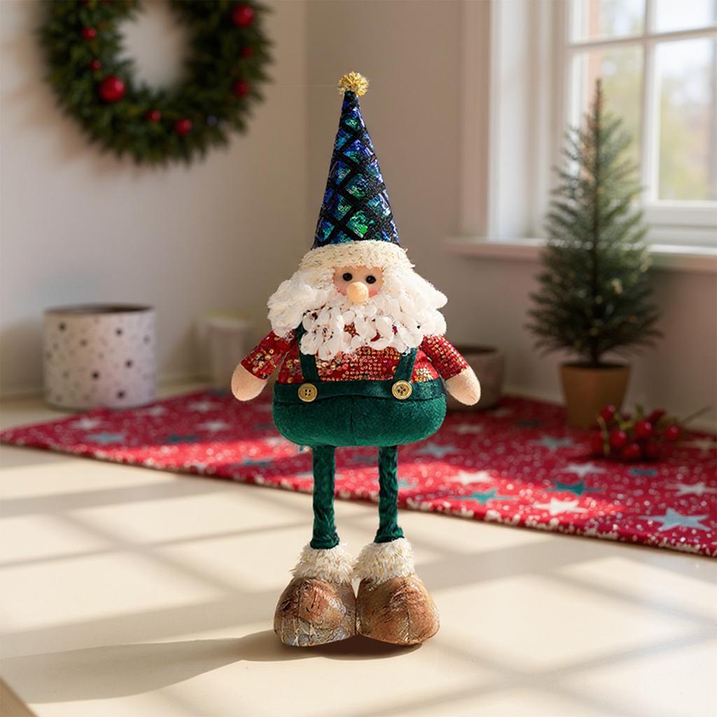 Christmas Decorations Figurine Christmas Standing Ornament with Retractable Spring Legs Home Holiday Decoration