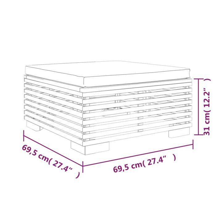 VidaXL Repose-pied de Jardin avec Coussin, Tabouret, Siège, Pouf, Meuble de Terrasse Patio Balcon Extérieur, Crème Bois de 319158
