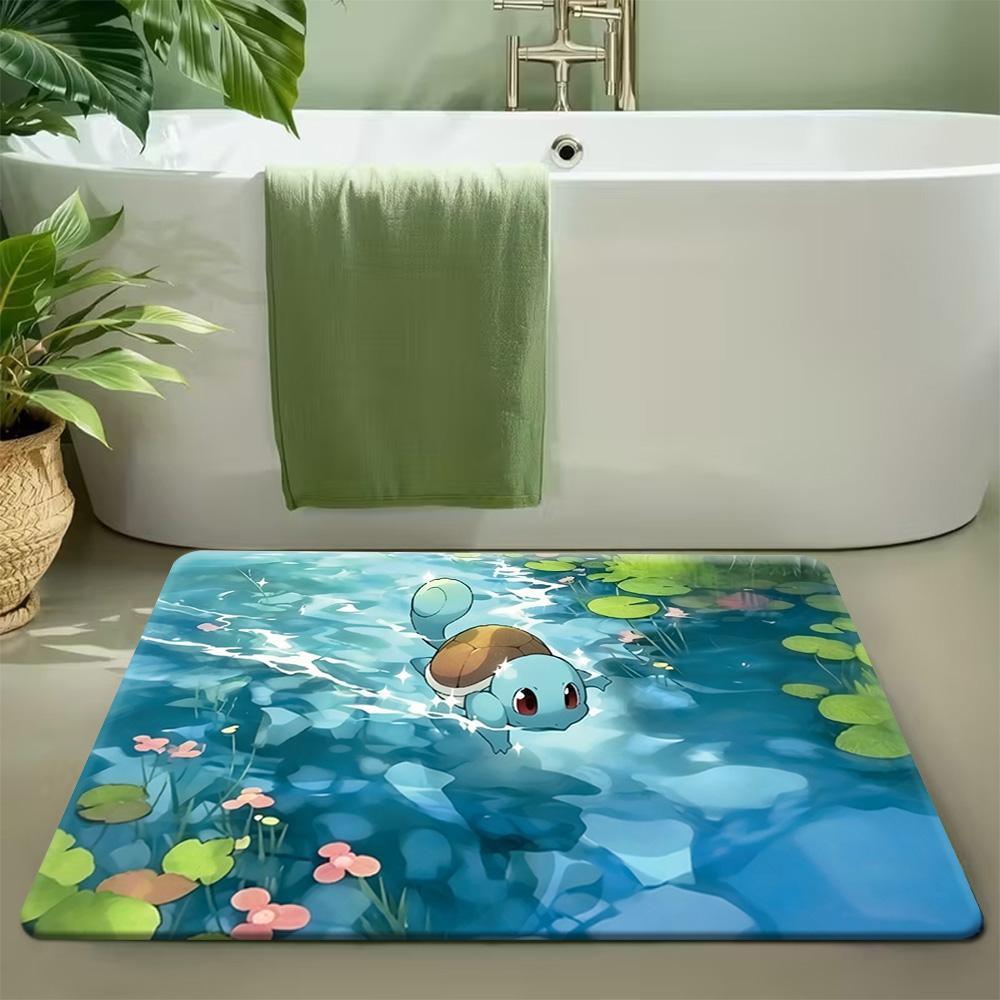 Pokemon Eevee in Golden Pokeball Art Print Non-Slip Doormat, Absorbent Floor Mat for Home Decor