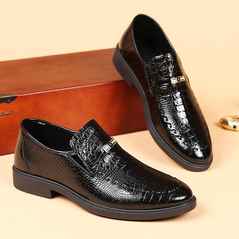 Men's Slip-on Genuine Cowhide Loafers, Crocodile Embossed Pattern, Soft Sole & Soft Vamp, Versatile Casual Leather Shoes
