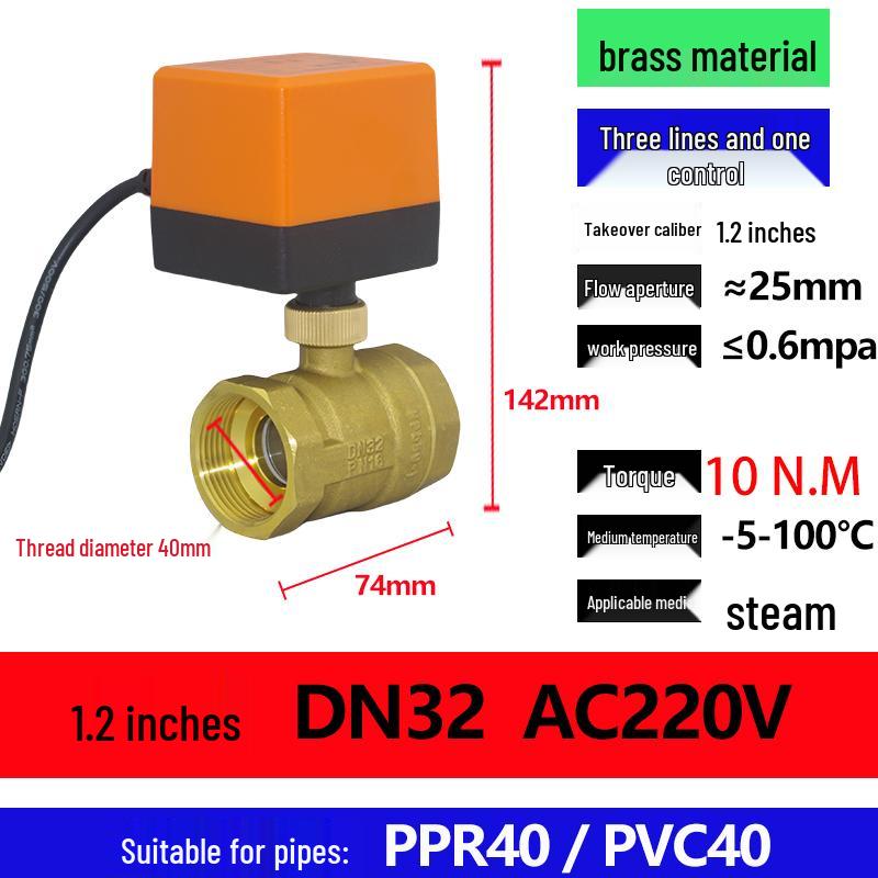Robinet electric cu bilă plutitoare bidirecțional, 4/6 puncte, DN20/DN25, DC24V/12V