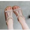 Girls Sandals Kids Summer Roman legant Pearl Rhinestone Party Princess Shoe Flats Non-slip Casual Girl Beach Sandal