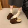 [Ushilai] Thick-soled Lamb Wool One-pedal Women's Winter 2025 New Fashion Casual Versatile Cotton Slippers